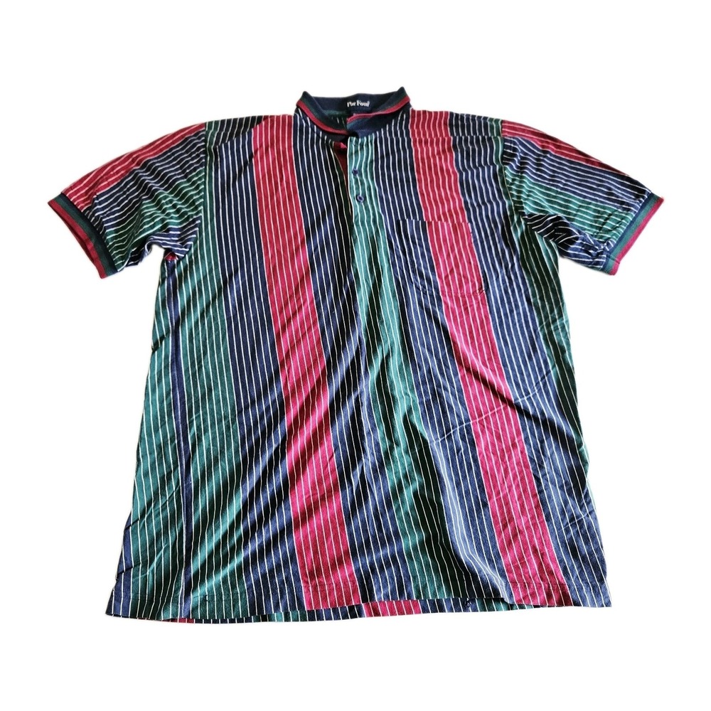 Vintage Par Four 90s Colorful Striped Polo Shirt Men's Size Large